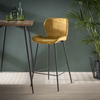Modern Barhocker Velours Gold ohne Armlehnen Argo
