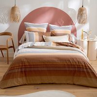 Housse de couette esprit géométrique en coton Cuivre 280x240 cm