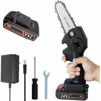 Tronçonneuse électrique sans fil, mini tronçonneuse de 10 cm, petite tronçonneuse portable pour la maison, tronçonneuse alimentée par batterie rechargeable