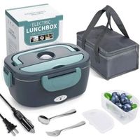Sjqka – 1,5-Liter-Elektro-Heiz-Lunchbox – 12 V, 24 V, 230 V – Auslaufsicherer Edelstahl – Isolierte Tragetasche für Auto und Büro
