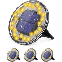 Solar-Außenleuchten, Solar-Bodenleuchten, 24 LED IP68 Einbau-Solarstrahler für den Außenbereich, Solar-Gartenleuchten für Gärten, Höfe, Rasenflächen, Gehwege (Warmweiß, 4 Stück)