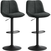 Vasagle – Lot de 2 tabourets de bar réglables en hauteur – Dossier ergonomique – Base métallique – Velours gris – Stabilité renforcée 45 cm