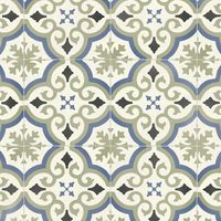 Décoweb – Dalle de sol PVC effet carreaux de ciment vert et bleu – Échantillon 15 x 20 cm – Résistance au glissement R10 – Isolation phonique 18 dB