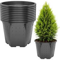 Garronda x10 Pots de Pépinière Ronds en Plastique Ø28 x 22 cm (10L) - Pot Semis Robuste avec Drainage Repiquage Pot de Fleur Exterieur Grande Taille et Culture de Conifères Serre Jardin GD-0205 Noir
