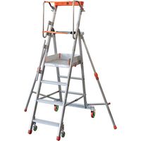Facal – Escabeau roulant 3 marches – Hauteur de plateforme 0.75m – Hauteur de travail 2.75m – Aluminium léger avec garde-corps repliable - CTA-3