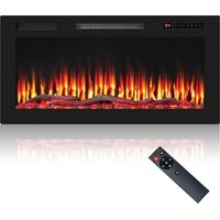 COSTWAY 36” Electric Fireplace Recessed and Wall Mounted with Sleep Mode