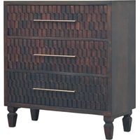 AS EASY Solid Wood Arno Chest, 3 Drawers, Brown