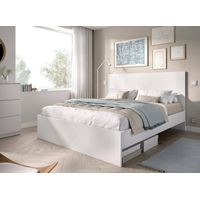 Dmora - Cama doble Howard, Sommier para dormitorio, Estructura de cama por habitación, Estructura del sostenedor del colchón, 146x195 h100 cm, Blanco