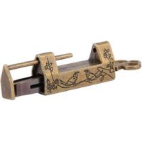 vintage chinese lock engraving antique door lock decorative lock with key for jewelry box drawer - Crezuo