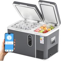 Nevera Portátil Eléctrica con Compresor 35L Doble Zona Control App Luz LED Pantalla para Coche y Camping Negro