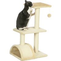 Albero per Gatti a 3 Livelli con Tiragraffi, Peluche e Sisal, 40x35x72 cm, Crema