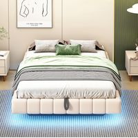 Bett Doppelbett mit Stauraum 140x200 Polster Beige OKMYHOME