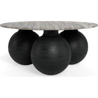 Mesa de centro Norsica 1082, Negro + Mármol gris, 42x0x0cm, Diámetro: 95, Mármol, Redonda