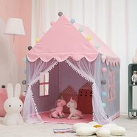 HOMASIS – Tente Enfant 2 En 1 Avec Parc Et Lumières étoiles – Rose – Dès 3 Ans