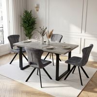 HIPIHOM Chaise de salle à manger rembourrée en tissu, structure robuste en métal noir de style griffe, coussin d'assise doux et confortables, chaises de salle à manger, Pesant 150 kg(4 chaises, Gris)