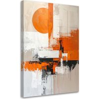 Cuadro en Lienzo Abstracción en tonos beige y naranja estilo boho 60x90