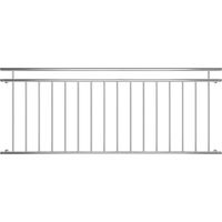 Barandillas de balcón Ventana Baranda 225x90cm Acero inoxidable Plateado Balcón francés Rejilla balustrada mirador barras V2A