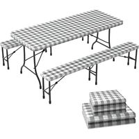 VOUNOT® Tischdecke Tischtuch 3er Set, Elastisch Rechteckig Gartentischdecke Outdoor, Abwaschbar abwischbar Wetterfest
