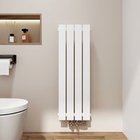 EMKE Heizkörper 90 x 30 cm 297 W Badheizkörper Design Paneelheizkörper, Warmwasser Zentralheizung, Einschichtig, Mittelanschluss, Flachrohr, Weiß
