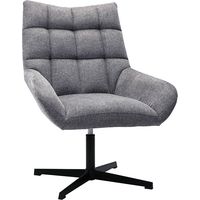 Poltrona girevole design in tessuto effetto velluto testurizzato grigio KING