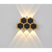 Appliques murales d'extérieur LED 5 W, noir et doré, étanches, éclairage vers le haut et vers le bas, blanc chaud
