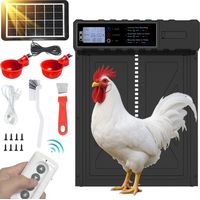 Dewinner – Porte poulailler automatique solaire – Écran LCD programmable – Batterie 2000 mAh – Installation rapide 10 min – Télécommande 15m