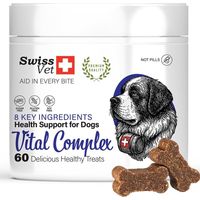 SwissVet – Multivitamines pour Chiens en bouchées tendres – avec probiotiques, Huile de Saumon, glucosamine, MSM, collagène, chondroïtine et vitamines – l’énergie et la Digestion - 60 Pièces