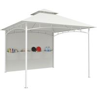 Cenador de jardín metálico de 3 x 3 m – Cortinas, bolsillos de almacenamiento – Gancho para el techo – Blanco crema