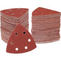 STEBRUAM Triangl Poncag, Triangle de Poncage 50 Triangles Abrasifs Autoagrippants 6 trous grain 60 Lot de papier a poncer triangle abrasif triangulaire pour ponceuse triangle