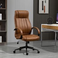 Silla de Escritorio Giratoria con Altura Ajustable Reposacabezas Reposabrazos y Respaldo 65x71,5x114-122 cm Marrón
