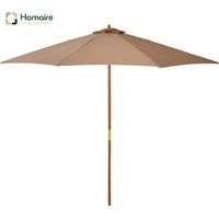 HOMAIRE Sonnenschirm Holz 300 cm Gartenschirm Balkonschirm Bambus Khaki