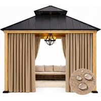 Rideaux d'extérieur imperméables 155 x 200 cm pour tonnelle, rideau de jardin, beige