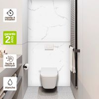 Panneau mural de douche effet marbre blanc – 120x120 cm – Épaisseur 4 mm – Résistant à l'eau – Installation facile