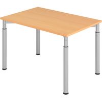bümö Schreibtisch Serie-Y Rechteck: 120 x 80 cm Buche Silber
