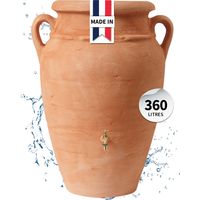 Garantia – Réservoir d'eau de pluie amphore 360 L terracotta – Bac à plantes intégré – Résistant aux UV et aux intempéries – Finition mate décorative