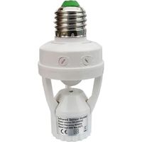 – Douille avec détecteur de mouvement PIR E27 – Couverture 360° – Détection jusqu'à 6m – Réglage temps 10s à 5min – Réglage crépusculaire 3-2000 lux