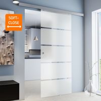 Tür Schiebetür Glas Blockstreifen 1025 x 2200 Zimmertür Glasschiebetür - Griffmuschel