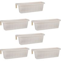 Rondine 60 - set di 6 balconiere intrecciate da 60cm con agganci regolabili e riserva d'acqua Panna