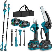 Set composto da sega a batteria 6 pollici e forbici elettriche 30 mm, con asta telescopica da 2 m, 2 batterie 4,0 Ah e borsa per riporlo