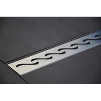 Casa Baoli – Caniveau de douche inox 100 cm modèle vagues – Débit 35/40L/min – Pente intégrée – Grille 7 cm – Pieds réglables pour installation facile