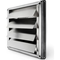 150 mm Lüftungsgitter Edelstahl Rückschlaggitter mit beweglichen Lamellen Automatisch schließend Wetterfestes Haubengitter / Quadratmaß 184x184mm / Edelstahl Lüftung