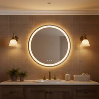 Auralum Max Miroir rond lumineux 50 cm pour salle de bain, Miroir anti-buée avec éclairage, Miroir décor chambre, 3 couleurs de lumière, Étanche IP67