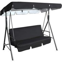 Waterproof 210D Oxford Cloth Garden Swing Canopy, 190x132x15cm Outdoor Swing Replacement Canopy, UV/Rainproof Replacement Cover for Patio Garden (Black)