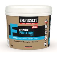 Prestonett – Enduit de lissage finition en pâte 1 kg – Multi-supports pour murs et plafonds – Application facile et ponçable – Finition mate blanche