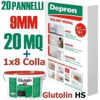 DEPRON PANNELLI ISOLANTI DA 9MM (125 X 80 ) CONFEZIONE DA 20MQ + 1 GLUTOLIN 8KG