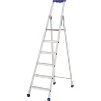 Tubesca Comabi – Marchepied escabeau 6 marches aluminium – Plateforme 28x25cm – Patins antidérapants pour stabilité – Hauteur de travail max 3m – 2375106