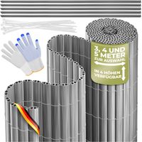 KESSER® PVC Sichtschutzmatte Sichtschutzzaun Balkonverkleidung Windschutz Wetterfest verstärkten Lamellen für Garten Balkon Terrasse Outdoor Hellgrau / 90 x 300 cm