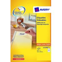 Etiquettes enlevables 63,5 x 29,6 mm Avery L4737-25 - Pochette de 675