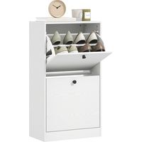 Zapatero con 2 Cajones Abatibles Estantes Ajustables para Pasillos y Espacios Pequeños 47x26x85 cm Blanco Veteado