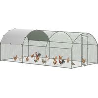 PawHut gallinero para exterior 5,7x2,8x1,97m jaula para 12-18 gallinas de acero galvanizado con techo de tela Oxford corral y cerradura